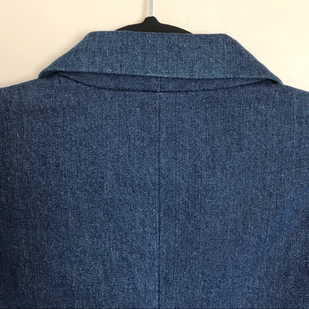500 Maison Cinqcent Denim Puff Sleeve Blazer Jacket Size Medium NWOT Cropped - Picture 8 of 12